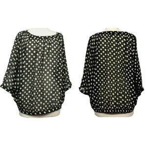 The Limited Oversized Polka Dot Blouse Sz S/M Pullover Top Black & White